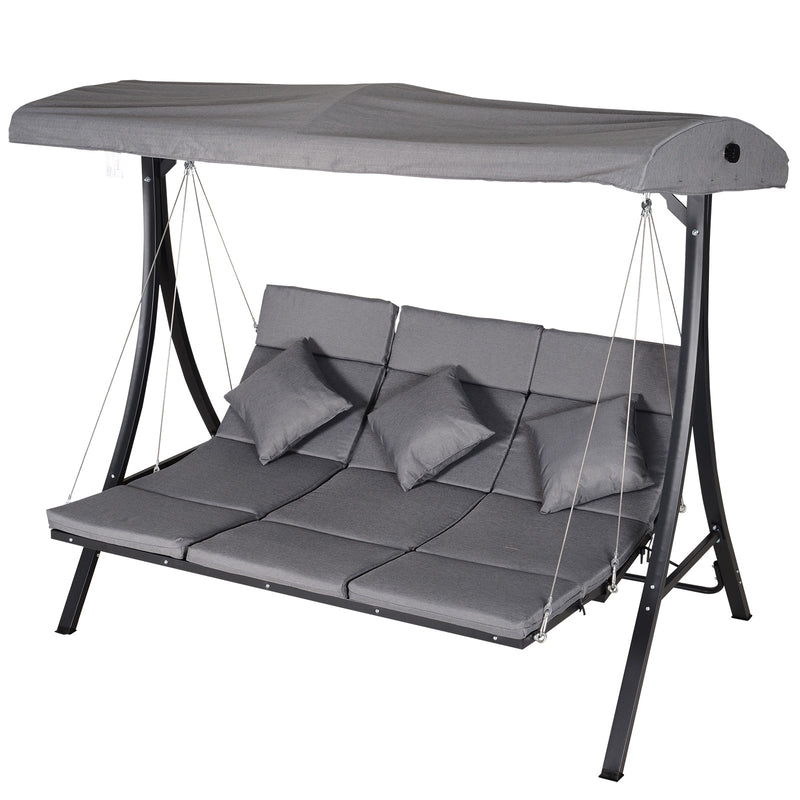 Outsunny 3 Seater Swing Bench - Grey