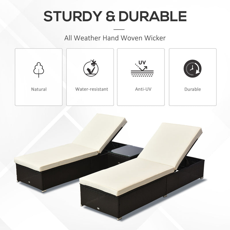 Outsunny Rattan Lounge Set - Natural