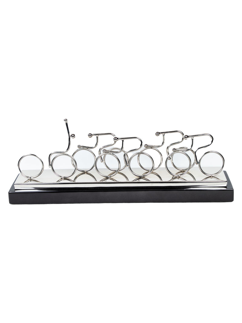 Mint Collection - Men on Bikes Sculpture - Silver 46x14x8cm
