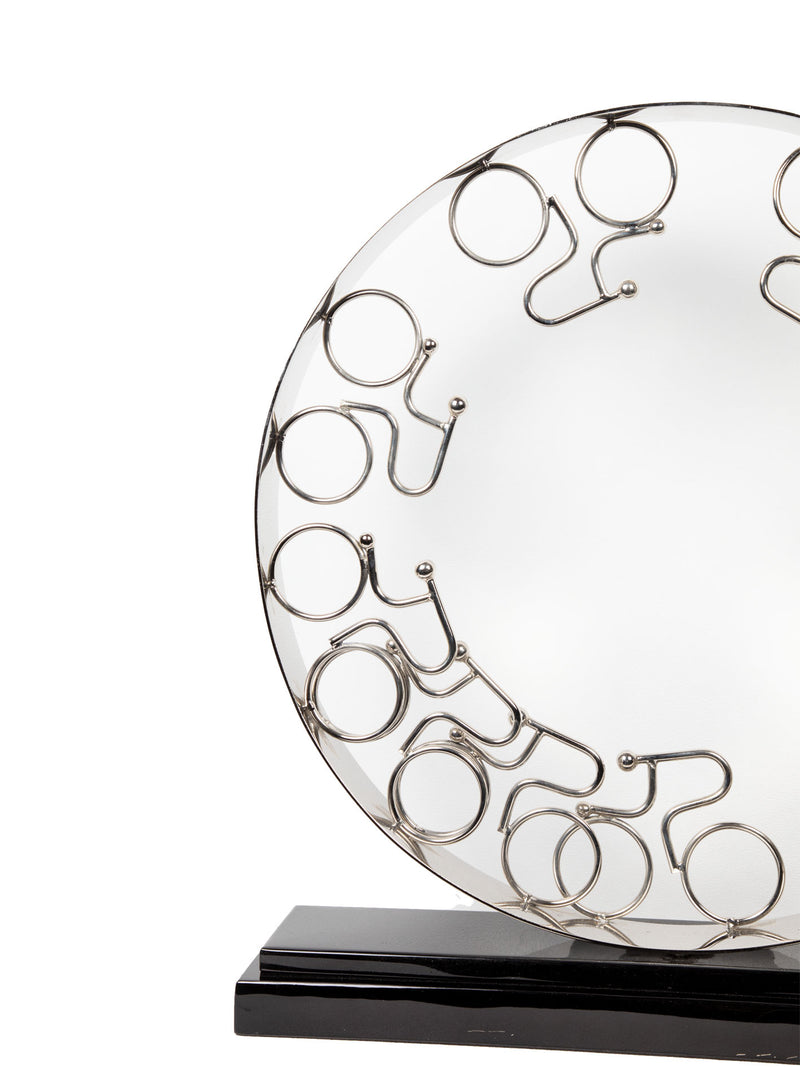 Mint Collection - Men on Bikes Circular Sculpture - Silver 47x47cm