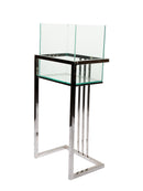 Mint Collection - Steel and Glass Plant Stand - Silver 35x25x80cm