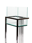 Mint Collection - Steel and Glass Plant Stand - Silver 35x25x80cm