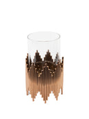 Mint Collection - Rose Gold Plating with Glass Candle Holders - Rose Gold 12x12x23.5cm