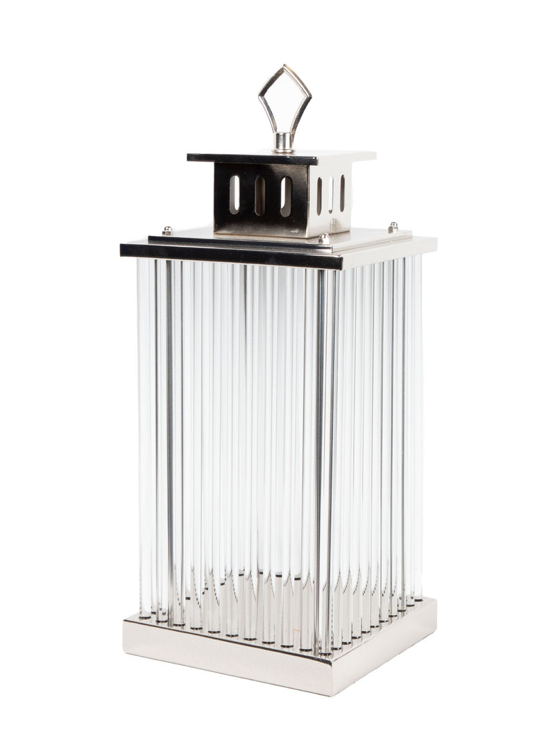 Mint Collection - Nickel Plated Lantern with Glass - Nickel 18.5x18.5x47cm