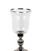 Mint Collection - Nickel Plated with Glass Candle Holder - Nickel 25x25x54cm