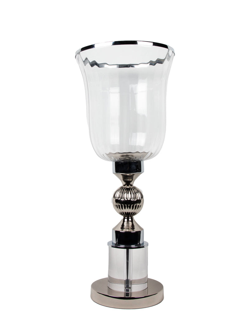 Mint Collection - Nickel Plated with Glass Candle Holder - Nickel 25x25x64cm