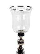 Mint Collection - Nickel Plated with Glass Candle Holder - Nickel 25x25x64cm