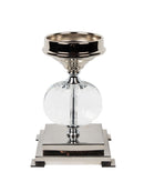 Mint Collection - Nickel Plated with Crystal and Glass Candle Holder - Nickel 14x11.5x38cm