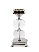 Mint Collection - Nickel Plated with Crystal and Glass Candle Holder - Nickel 14x11.5x46.5cm
