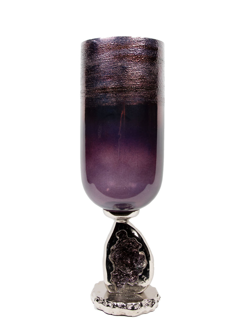 Mint Collection - Glass Vase With Aluminium Base Small - 6x6x18.5cm