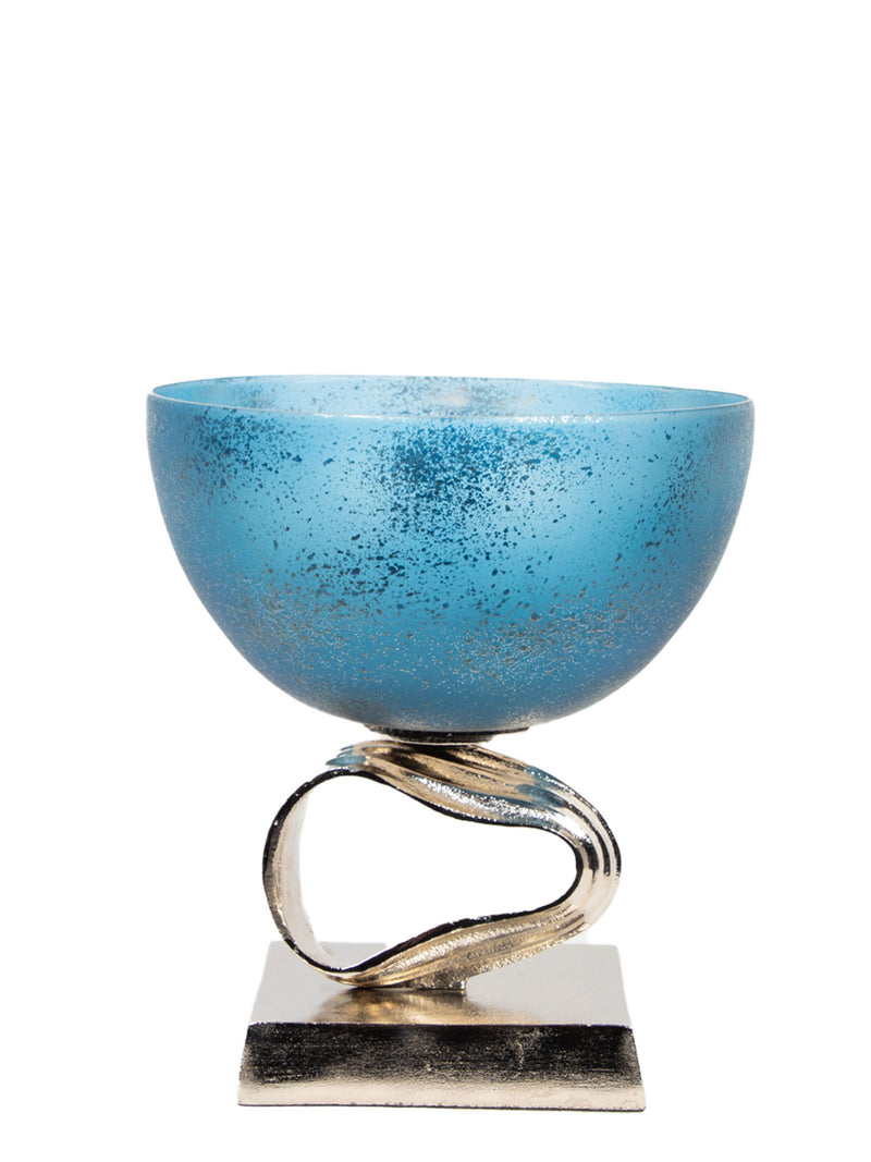 Mint Collection - Glass Bowl With Aluminium Base Small - 9.5x9.5x10.3cm
