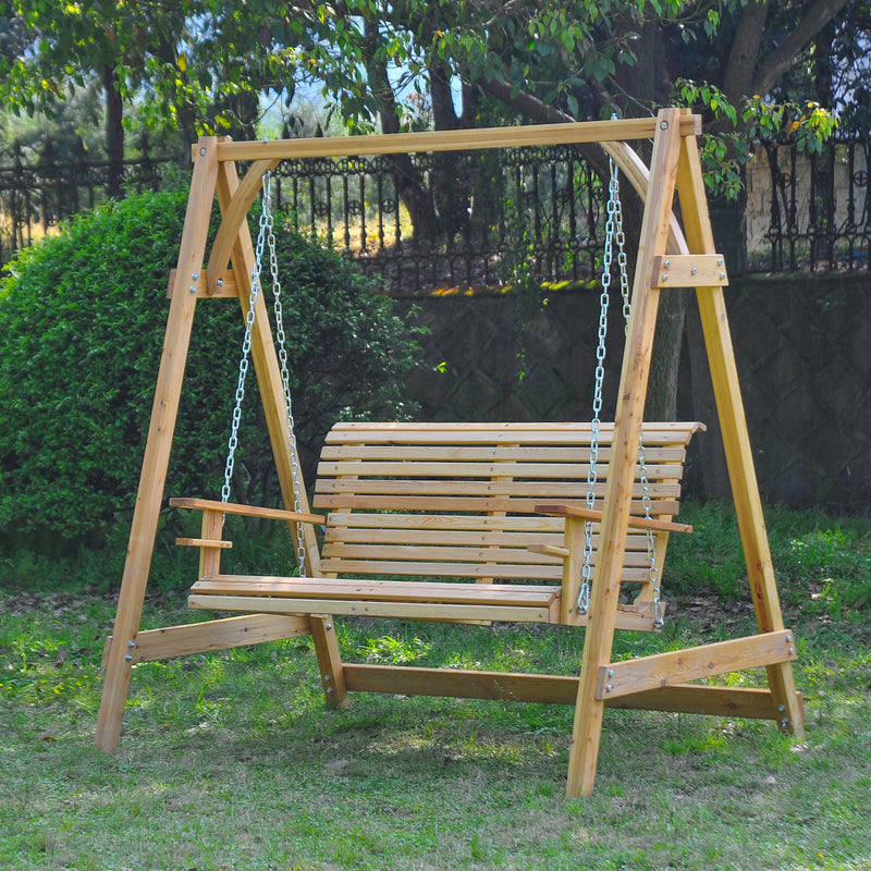Outsunny 2 Seater Wooden Swing Bench