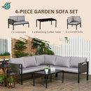 Outsunny 4 Piece Garden Furniture Set w/ Breathable Mesh Pocket, Light Grey