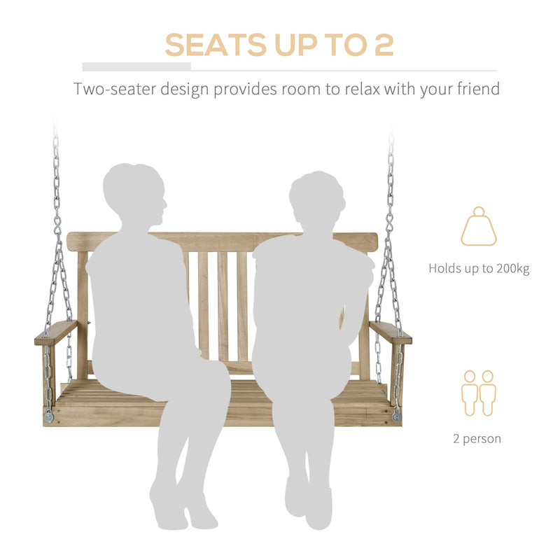 Outsunny-2 Seater Hanging Swing Bench - Wood