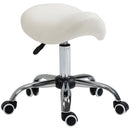 HOMCOM PU Leather Saddle Stool w/ Moulded Padded Seat Adjustable Height Cream