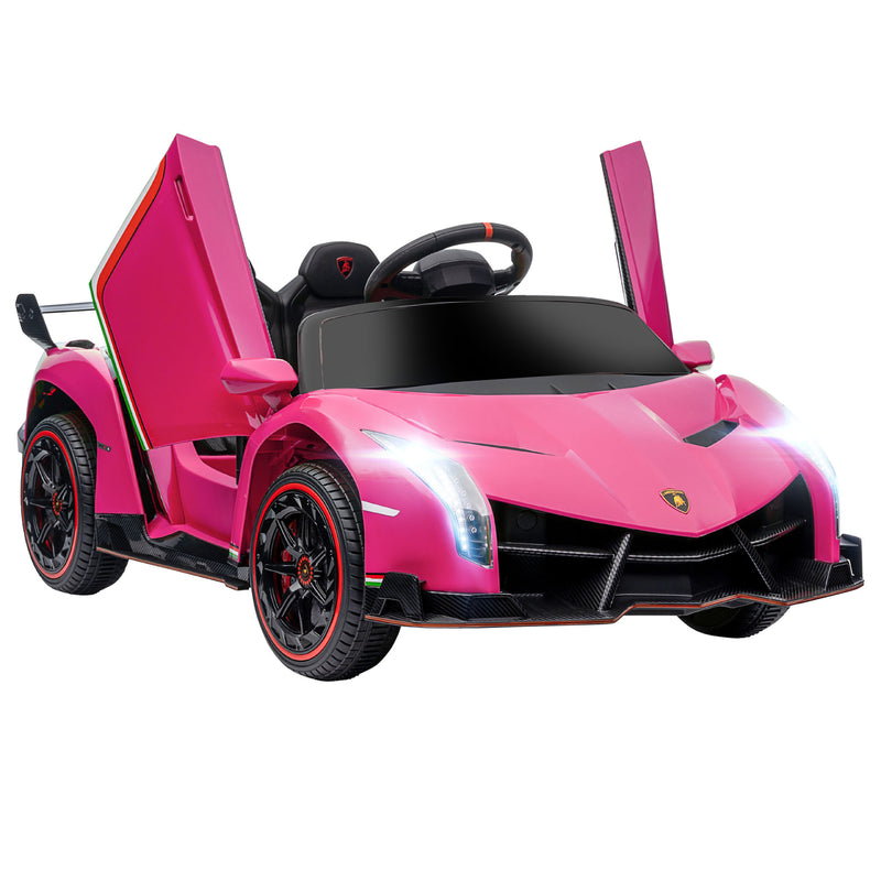 HOMCOM Lamborghini Veneno Licensed Electric Ride-on Car w/ Remote- Pink