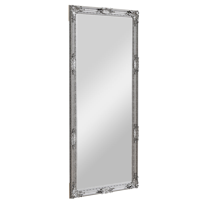 Leaner Mirror Silver Painted Wooden Frame 75 x 3.5 x 165 cm