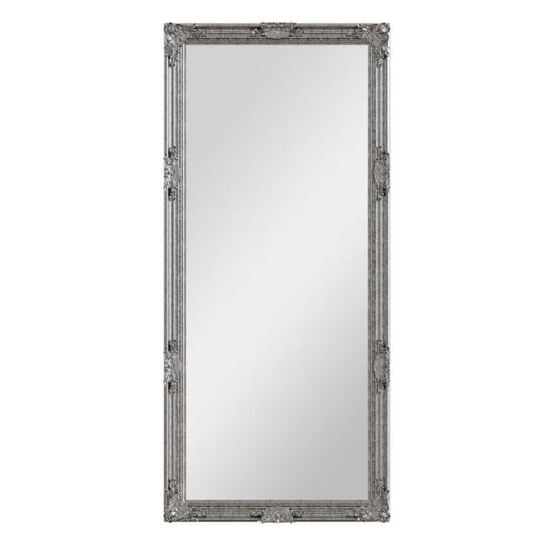 Leaner Mirror Silver Painted Wooden Frame 75 x 3.5 x 165 cm