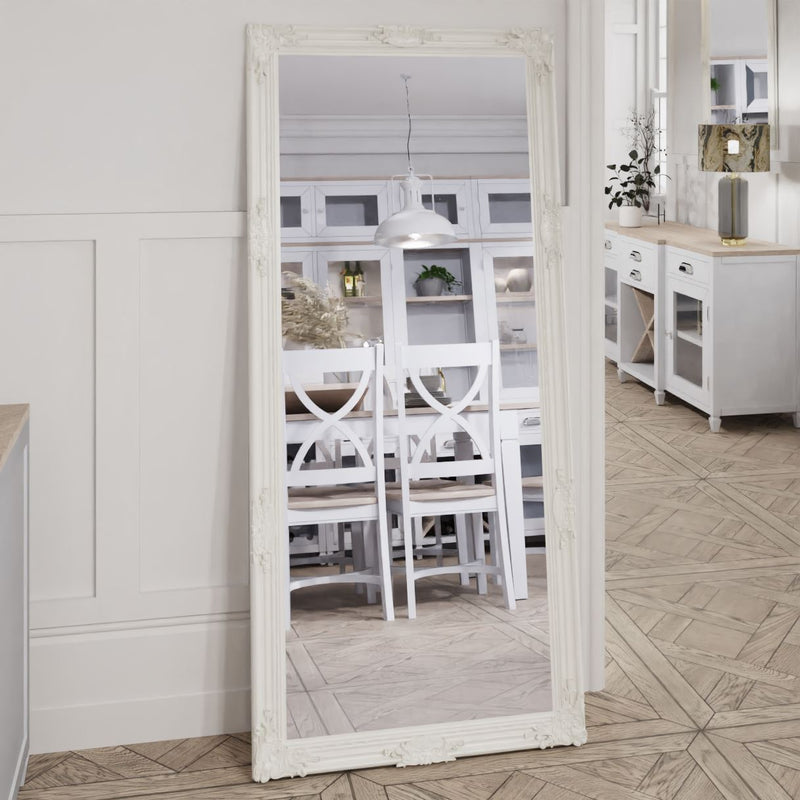 Leaner Mirror White Painted Wooden Frame 75 x 3.5 x 165 cm