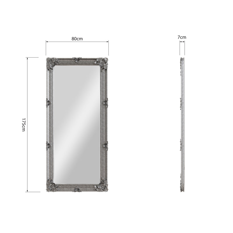 Leaner Silver Frame 80 x 175cm Silver Painted Wooden Frame 80 x 7 x 175 cm