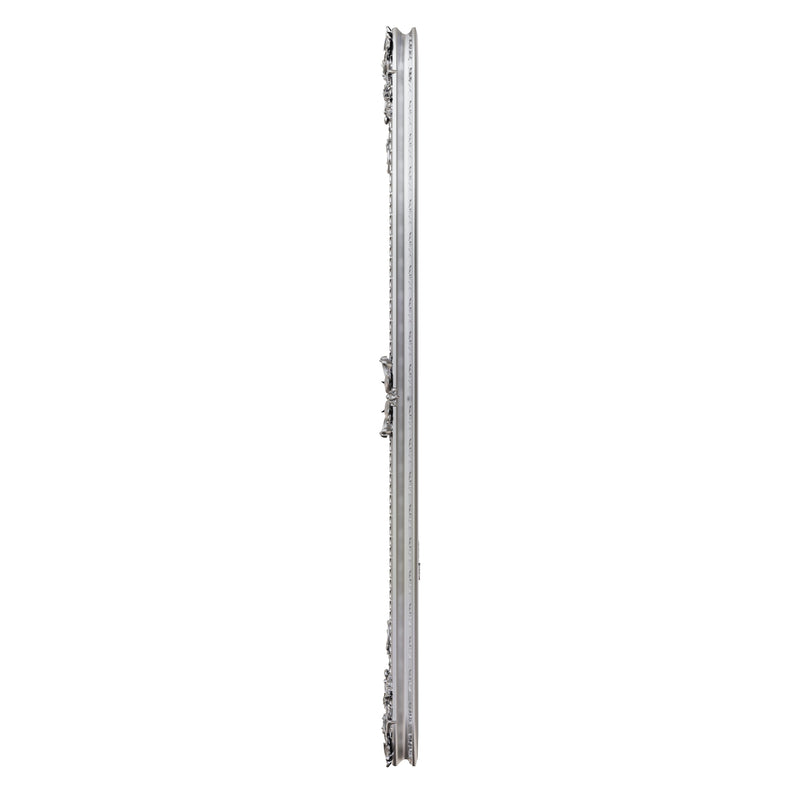 Rectangular Wall Mirror Silver Painted Wooden Frame 80 x 7 x 115 cm