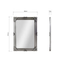 Rectangular Wall Mirror Silver Painted Wooden Frame 80 x 7 x 115 cm