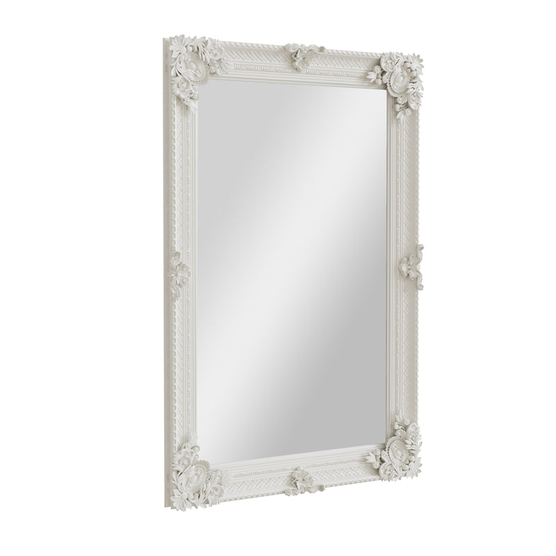 Rectangular Wall Mirror White Painted Wooden Frame 80 x 7 x 115 cm