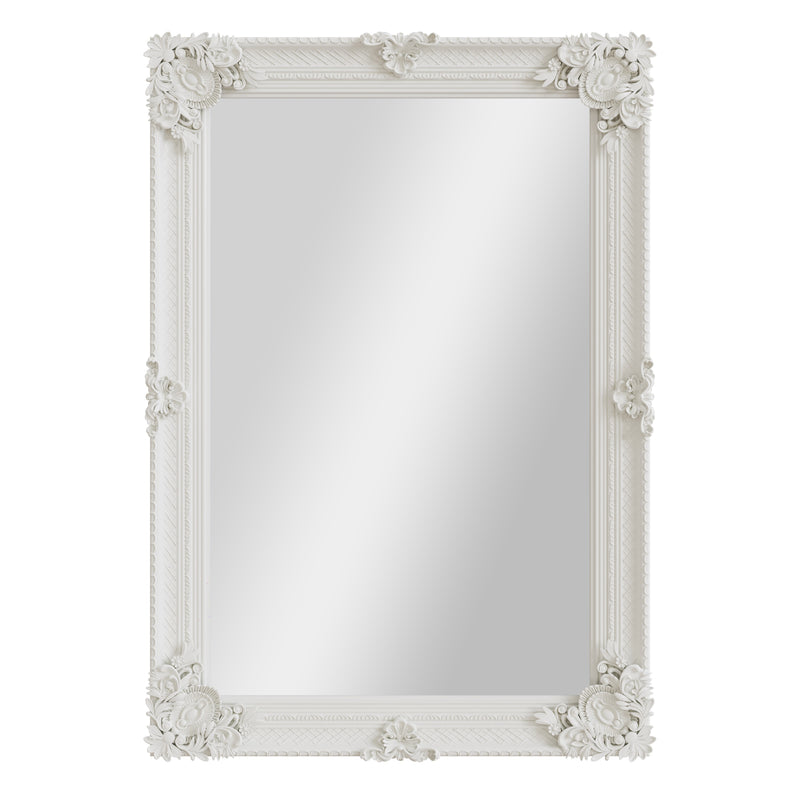 Rectangular Wall Mirror White Painted Wooden Frame 80 x 7 x 115 cm