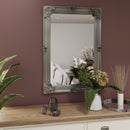 Rectangular Wall Mirror Silver Painted Wooden Frame 80 x 7 x 115 cm
