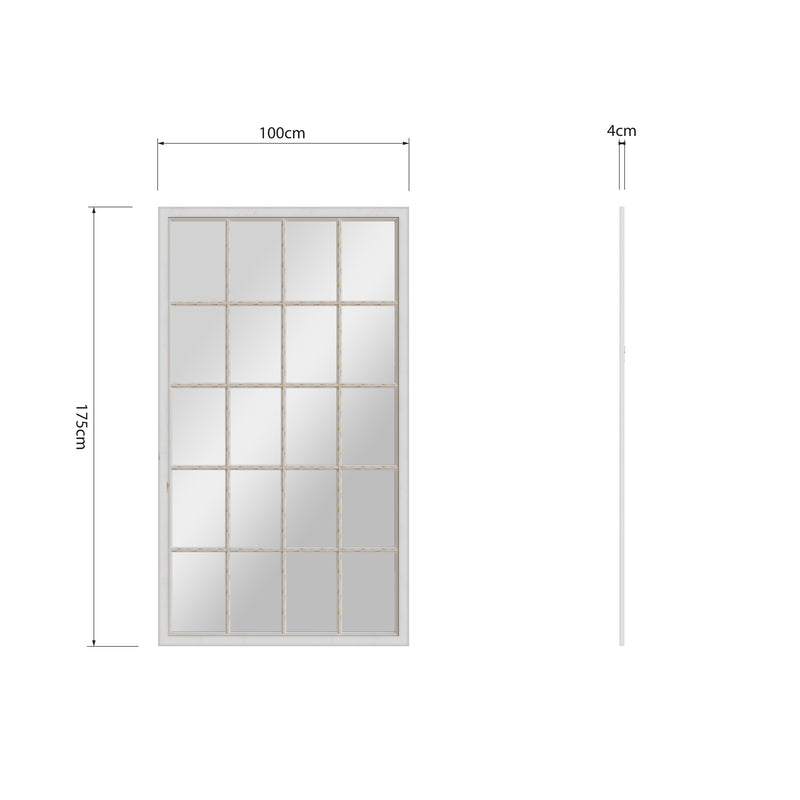 Leaner Window Mirror Distressed White 100 x 4 x 175 cm