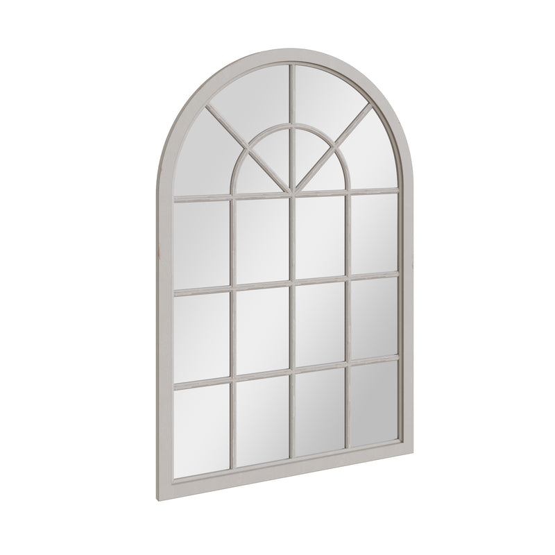 Small Arched Window Mirror Distressed Grey 90 x 2.5 x 135 cm