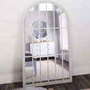 Large Arched Window Mirror Distressed Grey 105 x 3 x 177 cm