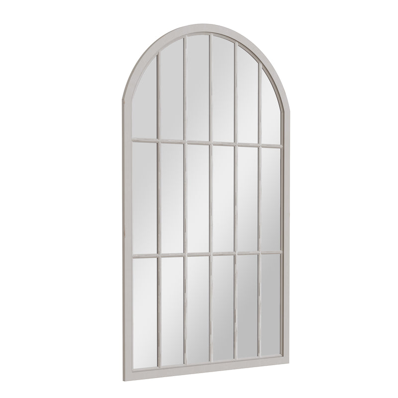 Large Arched Window Mirror Distressed Grey 105 x 3 x 177 cm