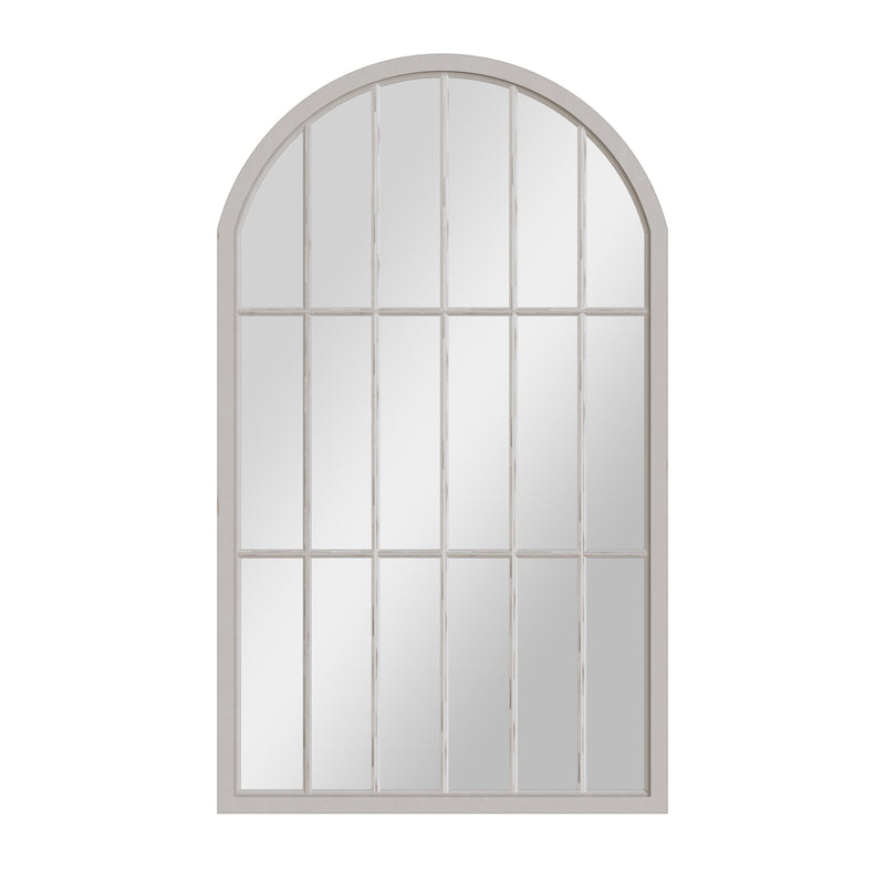 Large Arched Window Mirror Distressed Grey 105 x 3 x 177 cm