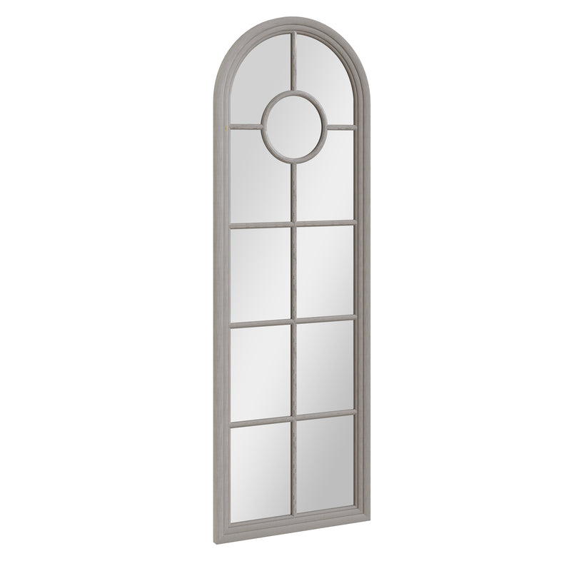 Narrow Arched Window Mirror Distressed Grey 60 x 3 x 180 cm