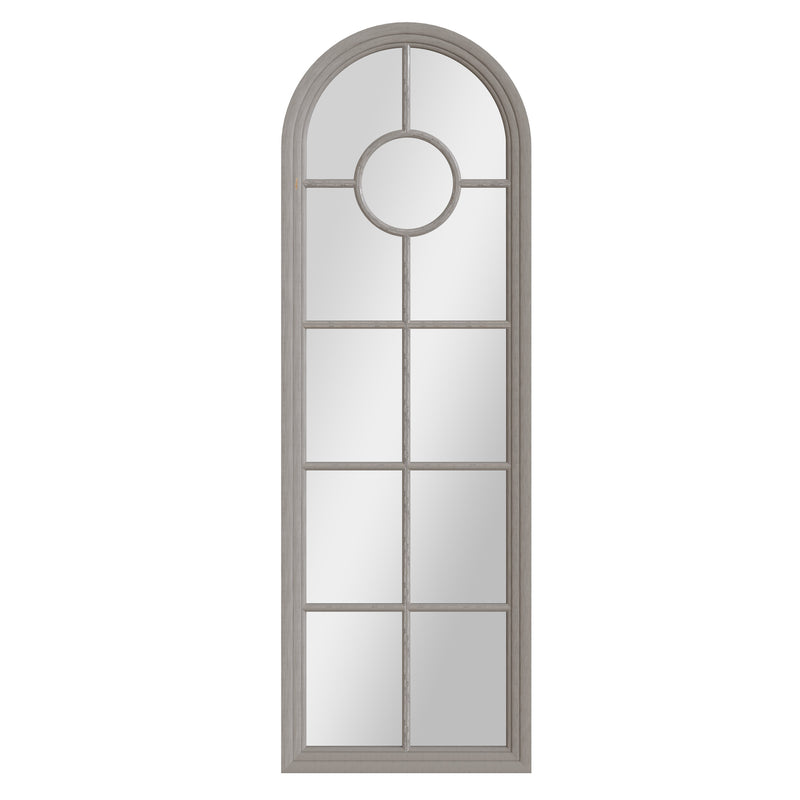 Narrow Arched Window Mirror Distressed Grey 60 x 3 x 180 cm