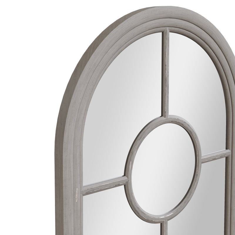 Narrow Arched Window Mirror Distressed Grey 60 x 3 x 180 cm