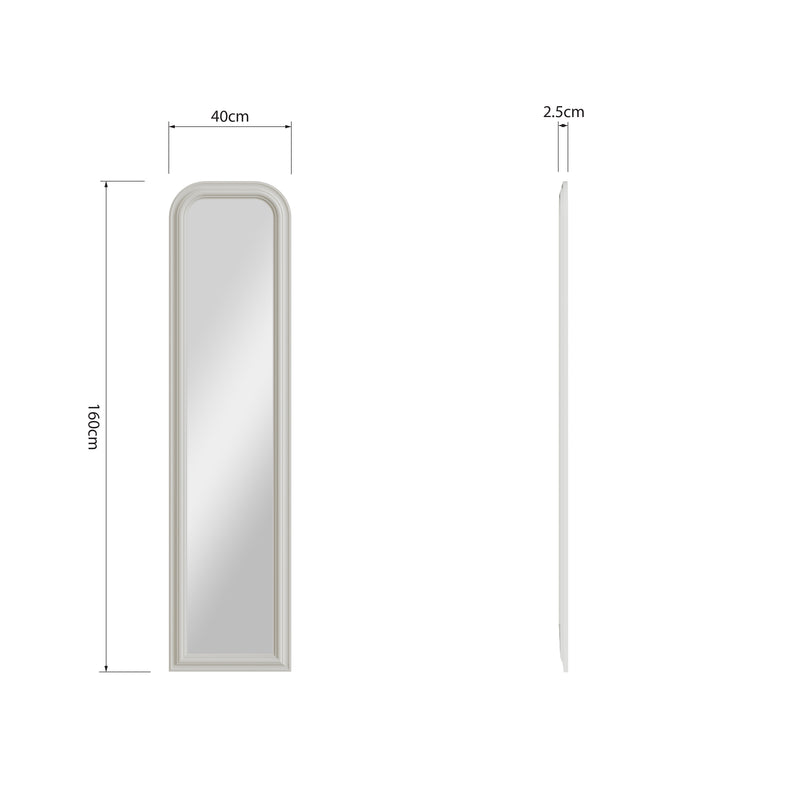 Arched Leaner Mirror White 40 x 2.5 x 160 cm
