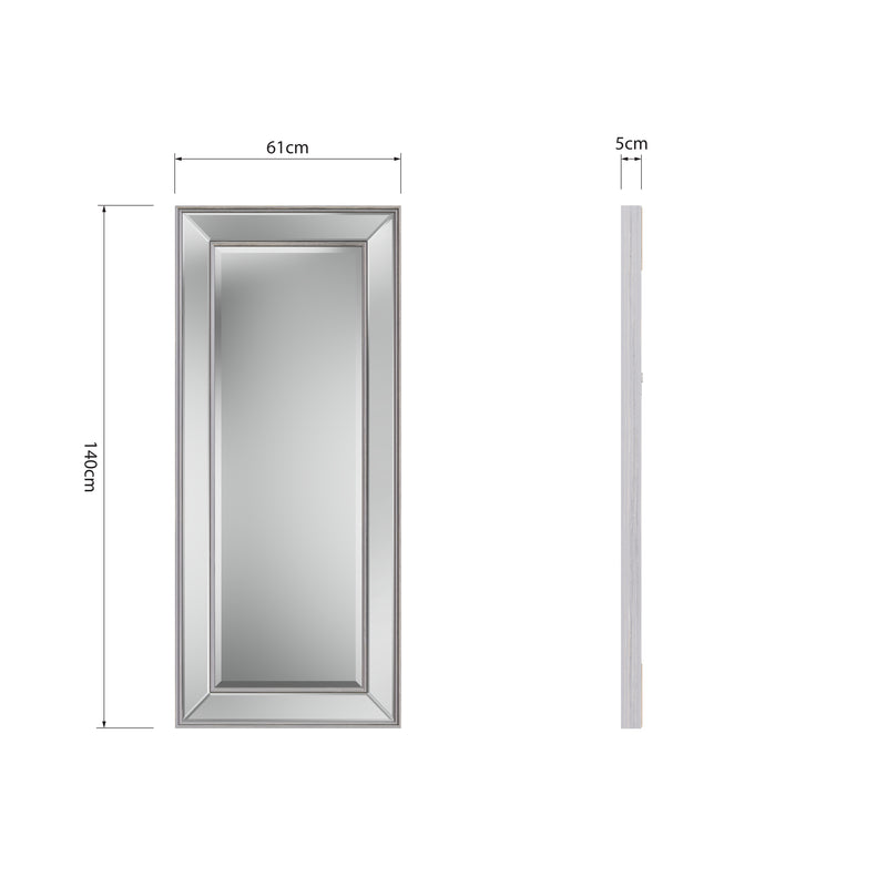 Wall Mirror Angled Grey 61 x 5 x 140 cm