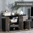 HOMCOM Push-Open Cabinet with Two Drawers Grey