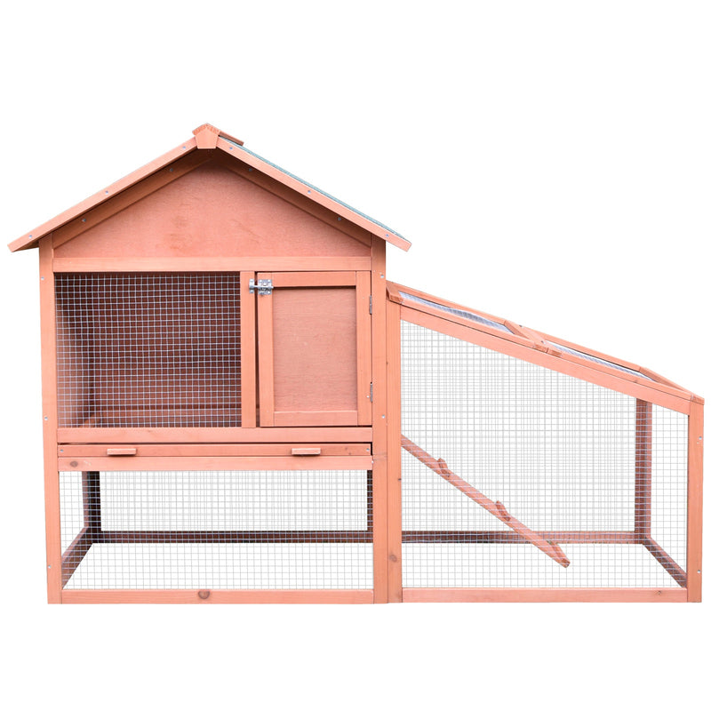 Pawhut Gold Red Wooden Rabbit Hutch