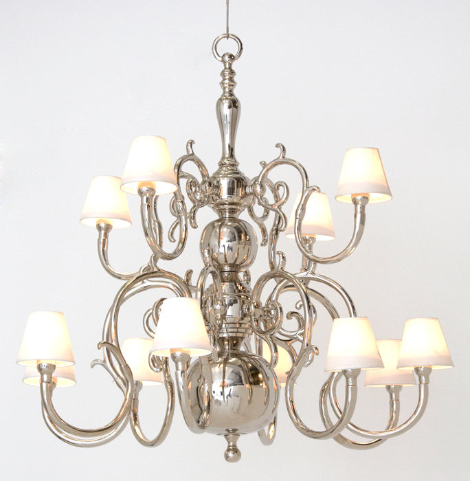 Mint Collection - Chandelier - Nickel with White Shade - Nickel With White Shade 110x110x110cm