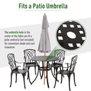 Outsunny Patio Cast Aluminium 5 PCS Brown Dining Table & 4 Chairs Set Outdoor Garden Furniture