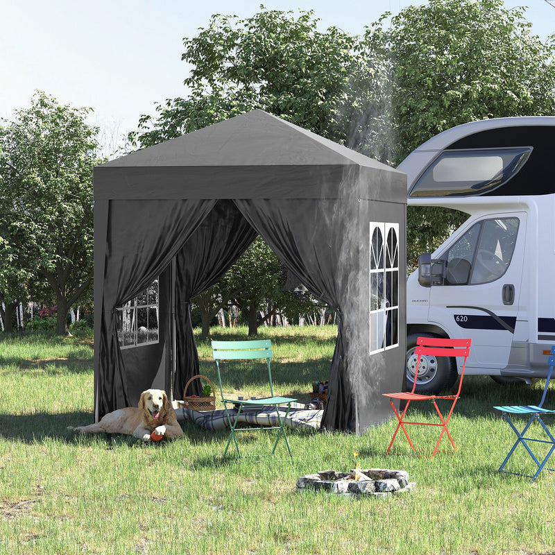 Outsunny 2mx2m Pop Up Gazebo Party Tent Canopy Marquee with Storage Ba