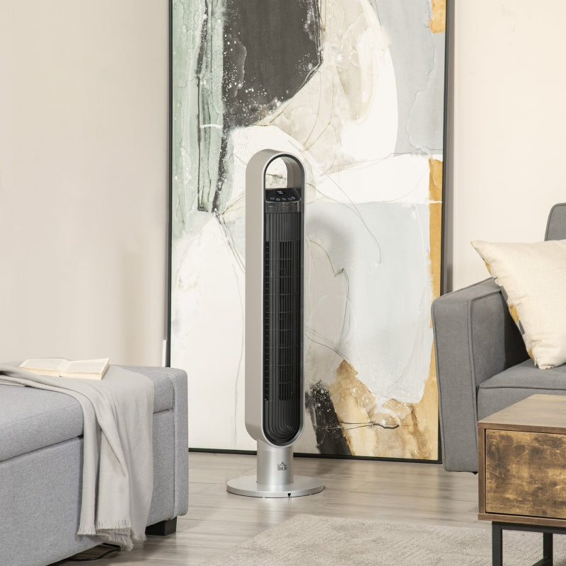 HOMCOM Anion Tower Fan 39" 100cm with 3 Speeds and Timer - Silver