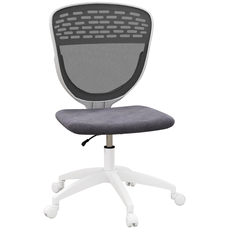 Vinsetto Mesh Office Chair, Armless Desk Chair, Mid Back Height Adjustable with Swivel Wheels, Grey