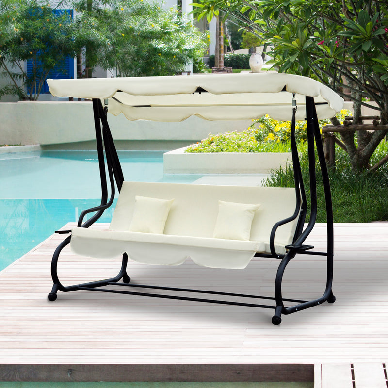 Outsunny 3 Seater Swing Bench - White