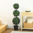 HOMCOM Set Of 2 Potted Artificial Plants Ball Tree With Lavender Flowers, 110cm