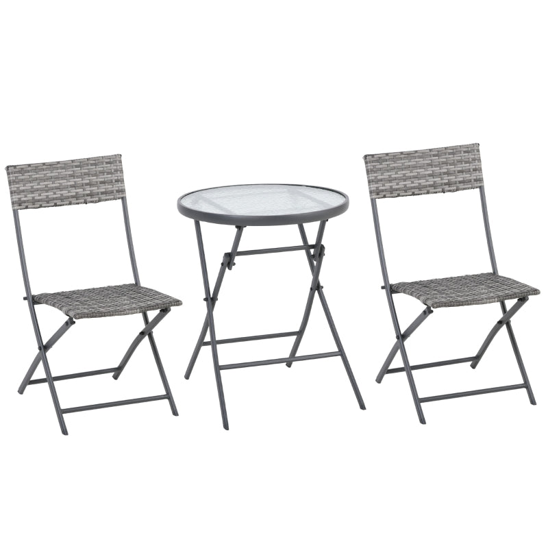 Outsunny Rattan Bistro Set - Grey