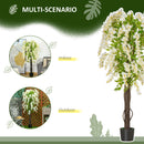 HOMCOM Artificial Realistic White Wisteria Tree for Indoor Outdoor Décor, 160cm